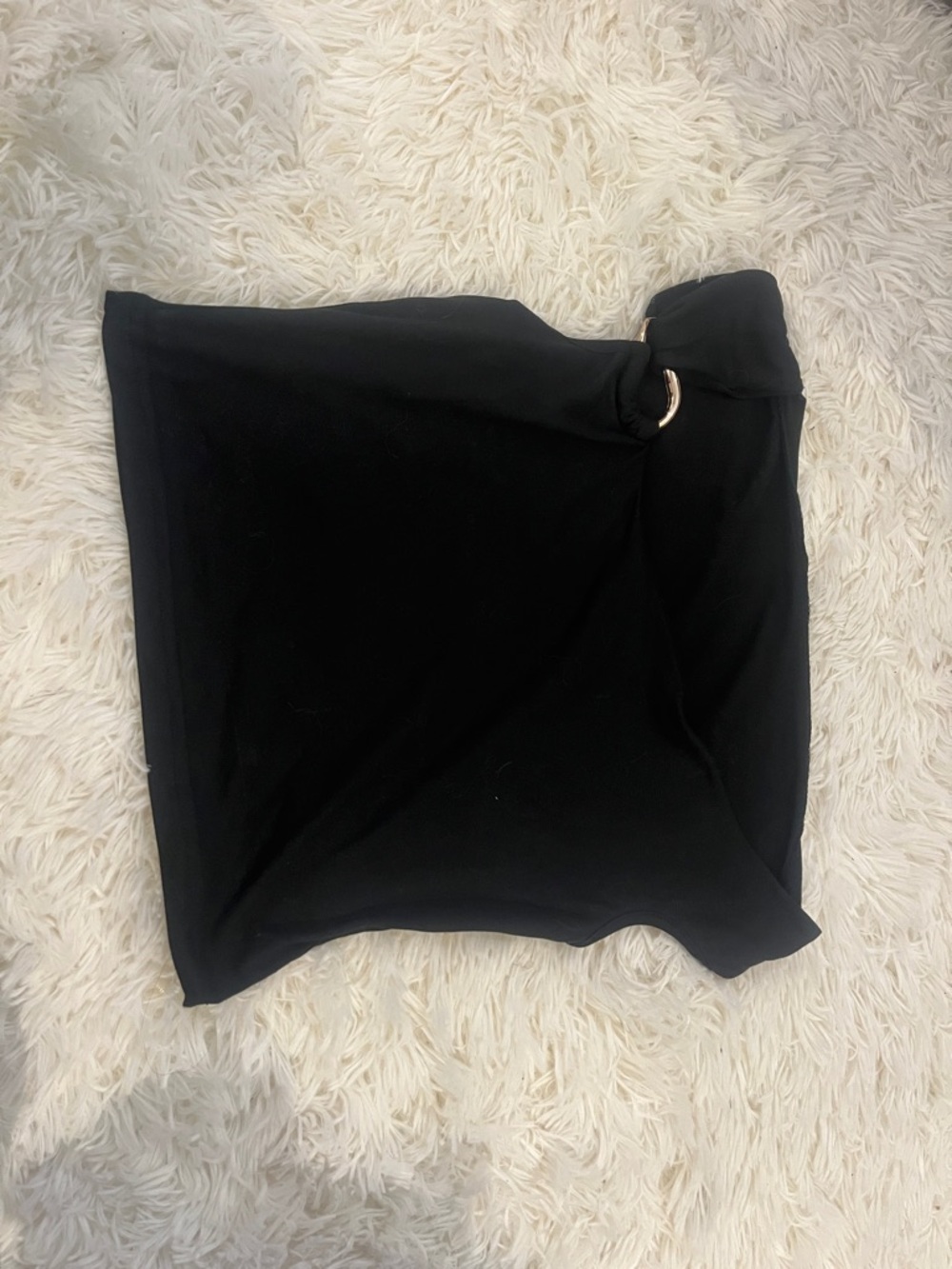 Black One-Shoulder Top with Ring Detail